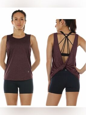 IcyZone Burgundy Open Back Athletic Tank Top